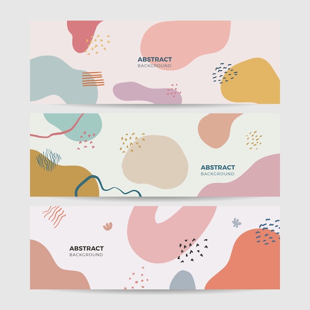Conjunto de tonos beige tierra boho floral dibujado a mano mínimo orgánico diseño colorido fondo de banner Flor de arte lineal y hojas botánicas formas orgánicas Fondo vectorial para póster web y embalaje