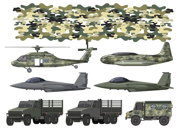 Vector conjunto de transporte militar.