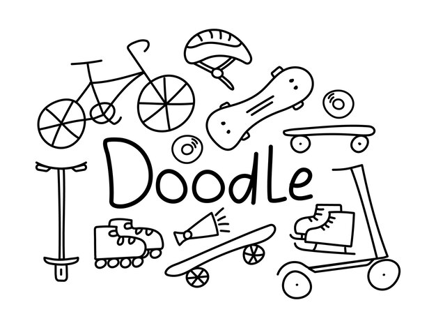 Conjunto de transporte de transporte de la ciudad de Doodle Deportes y recreación Bicicleta y scooter Patines y ruedas