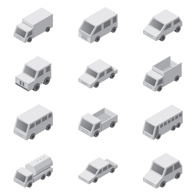 conjunto de transportes isométrico diseño de ilustración gráfica vectorial