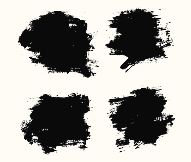 Conjunto de trazo de pincel de tinta de color negro aislado