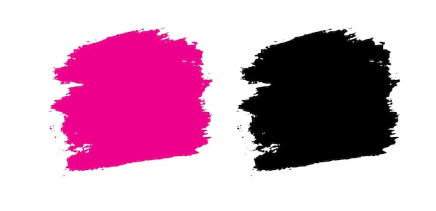 Conjunto de trazos de grunge abstracto negro y rosa
