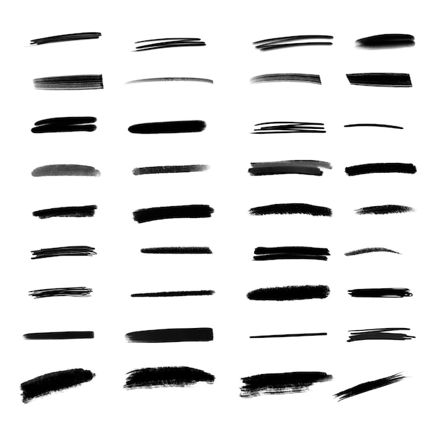 conjunto de trazos negros conjunto de líneas ilustración vectorial garabateos marcador negro