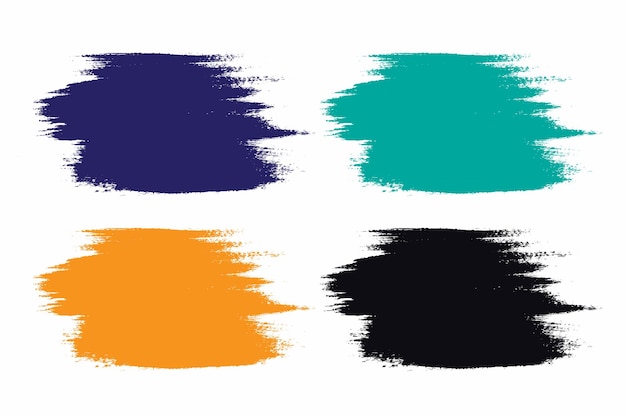 Conjunto de trazos de pincel de acuarela negro y colorido dibujado a mano