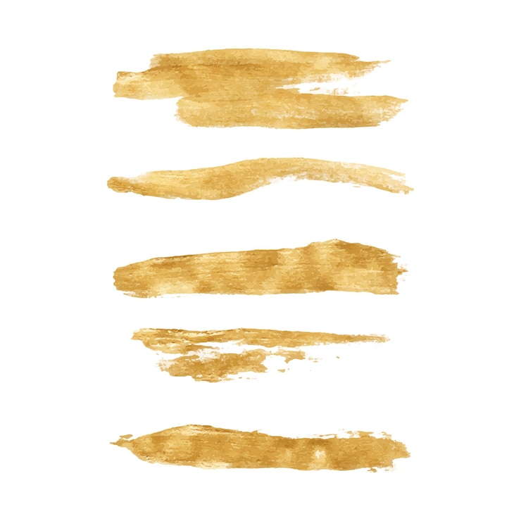 Vector conjunto de trazos de pincel dorado hecho a mano