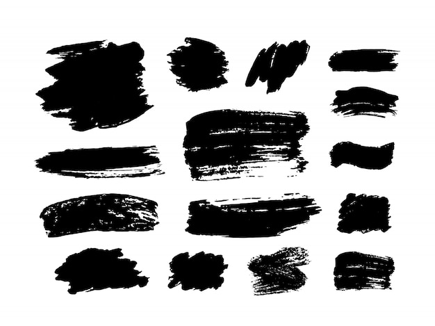 Conjunto de trazos de pincel. Elementos de diseño de grunge. Pintura dorada, tinta, pinceles, líneas, sucio. Cuadros sucios artísticos, marcos. Líneas de oro aisladas. Resumen de oro brillante con textura ilustración del arte.