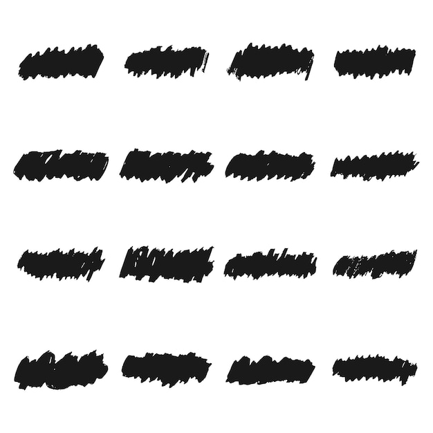 Conjunto de trazos de pincel grunge. Colección de tinta de Vector negro, conjunto de trazos de pincel de tinta de vector
