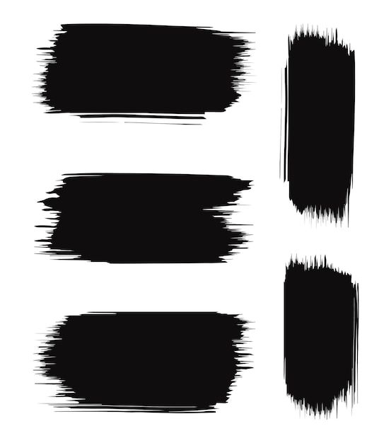 Conjunto de trazos de pincel tinta negra trazos de pincel grunge