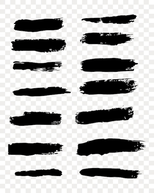 CONJUNTO de trazos de pincel de tinta de pintura negra pinceladas líneas grungy AISLADO