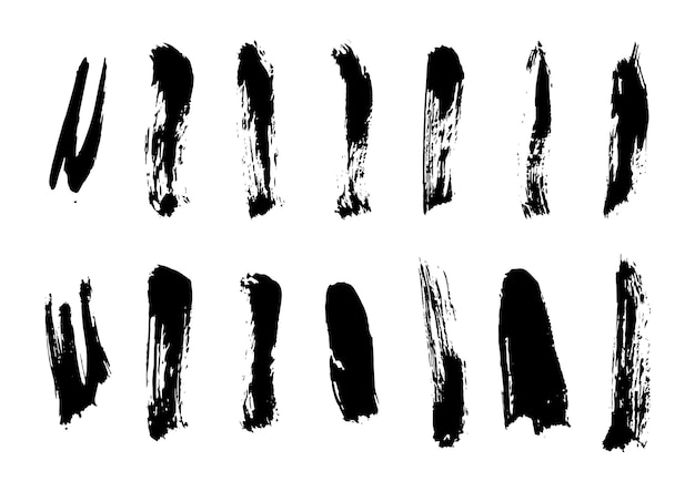 Conjunto de trazos de pinceles grunge trazos de pintura con un pincel seco