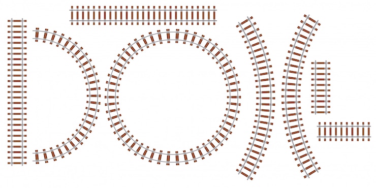 Vector conjunto de tren de vía férrea