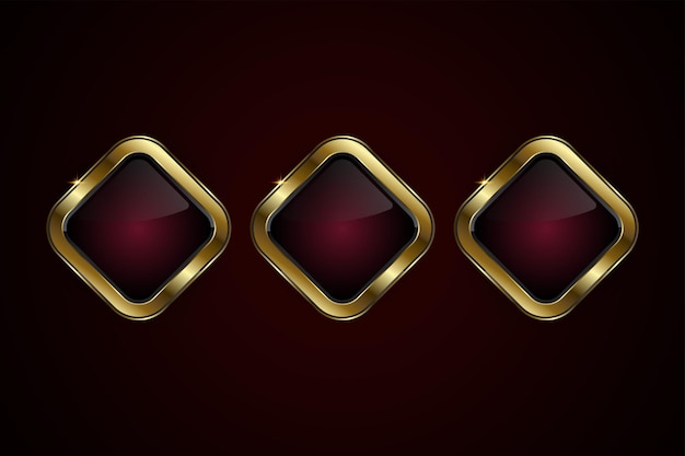 Conjunto de tres botones de formas especiales de diseño vectorial con botón en forma de diamante