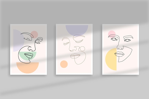 conjunto de tres carteles de arte de pared modernos abstractos de mediados de siglo