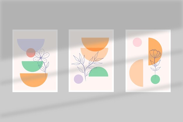 conjunto de tres carteles de arte de pared modernos abstractos de mediados de siglo