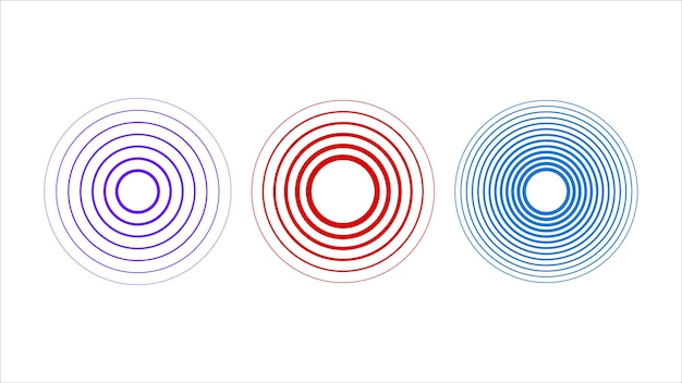 Un conjunto de tres círculos concéntricos distintos