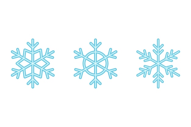Conjunto de tres copos de nieve simples