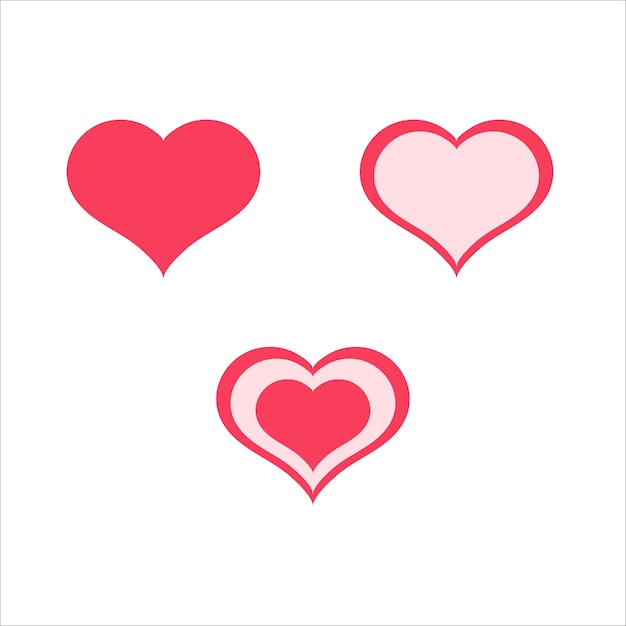 Conjunto de tres corazones rojos vector día de San Valentín corazón