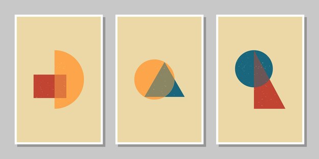 Conjunto de tres decoraciones de pared de formas geométricas vintage