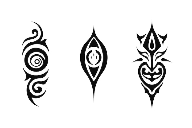 Vector conjunto de tres descargas vectoriales de inspiración de diseño de tatuaje tribal