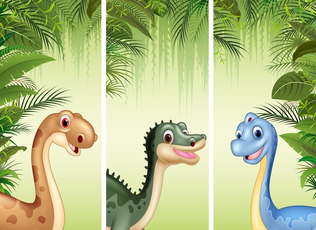 Vector conjunto de tres dinosaurios