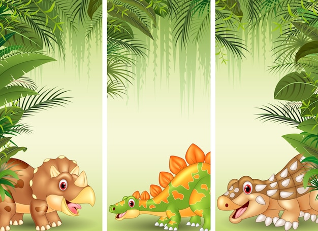 Vector conjunto de tres dinosaurios