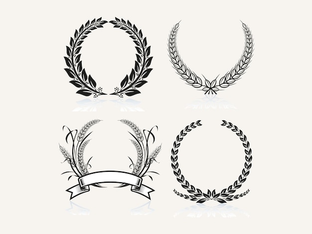 un conjunto de tres diseños diferentes con una corona de plata y una cinta negra