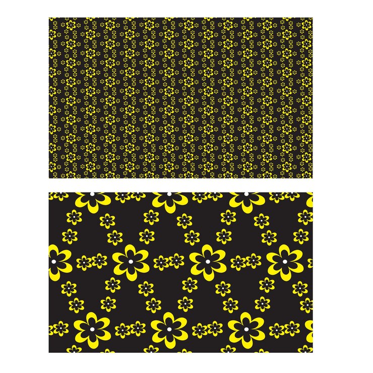 Vector un conjunto de tres diseños diferentes con flores amarillas un conjunto floral de patrones sin costuras oro