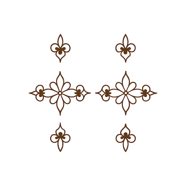 un conjunto de tres diseños de flores en un fondo blanco