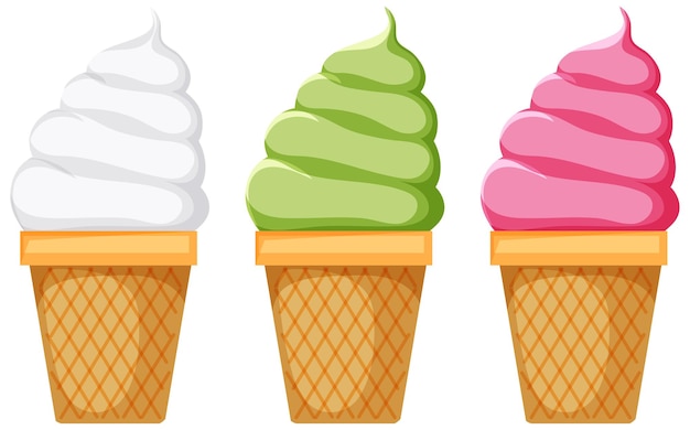 Vector conjunto de tres helados