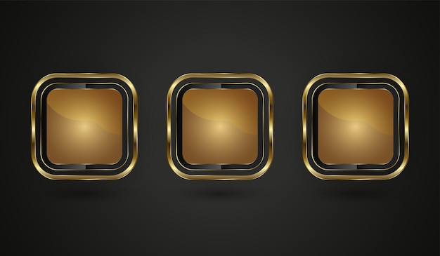 Conjunto de tres iconos de rectángulo premium con bordes suaves y redondeados de símbolos vectoriales de formas