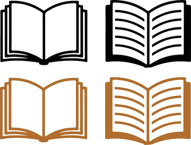 un conjunto de tres libros abiertos con las palabras abiertas en la parte inferior