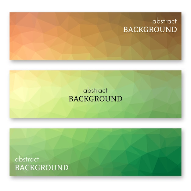 Conjunto de tres pancartas multicolores en estilo de arte polivinílico bajo. Fondo con lugar para el texto. ilustración vectorial
