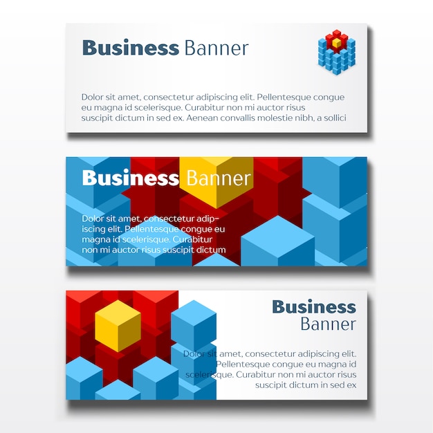Conjunto de tres pancartas de negocios