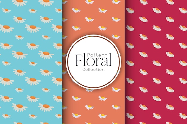 Vector conjunto de tres patrones florales sin fisuras