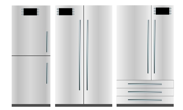 Vector conjunto de tres refrigeradores
