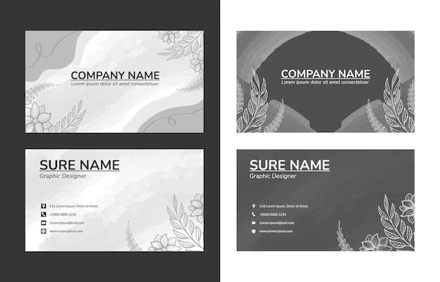 un conjunto de tres tarjetas de visita con un diseño del nombre de la empresa