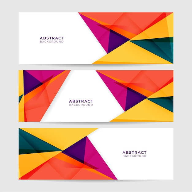 Conjunto de triángulo degradado abstracto colorido memphis fondo de diseño de banner ancho Resumen colorido memphis fondo de banner de negocios geométricos Ilustración vectorial