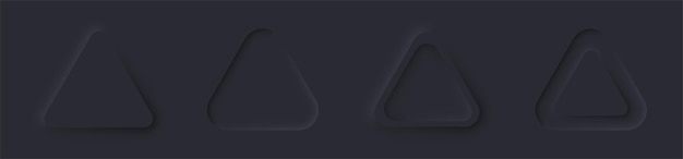 Conjunto de triángulos neumórficos Elementos web de estilo oscuro Diseño 3d