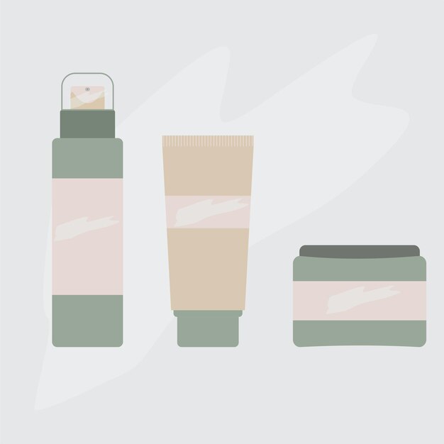 Un conjunto de tubos cosméticos. Productos de belleza y cuidado de la piel.
