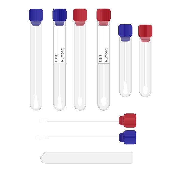 Vector conjunto de tubos de ensayo de hisopos médicos en vector