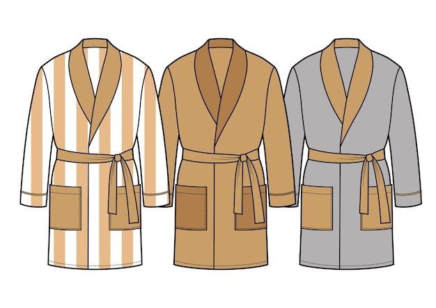 Vector conjunto de túnicas de baño técnica ilustración de moda mini longitud