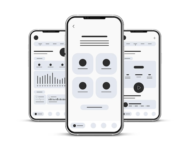 Conjunto de ui ux wireframes, gui filtra cualquier plantilla de diseño plano de aplicación para aplicaciones móviles, diseño de sitios web.