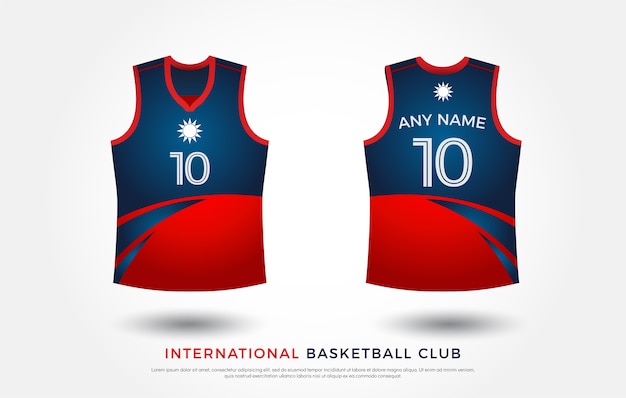 conjunto de uniforme de diseño de camiseta de baloncesto de kit. plantilla de jersey de baloncesto. rojo y azul