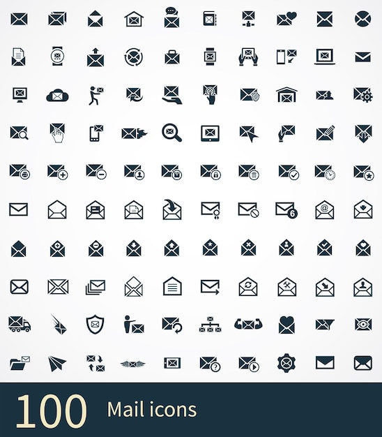 Conjunto universal de 100 íconos de correo