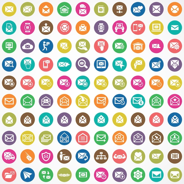 Conjunto universal de 100 íconos de correo
