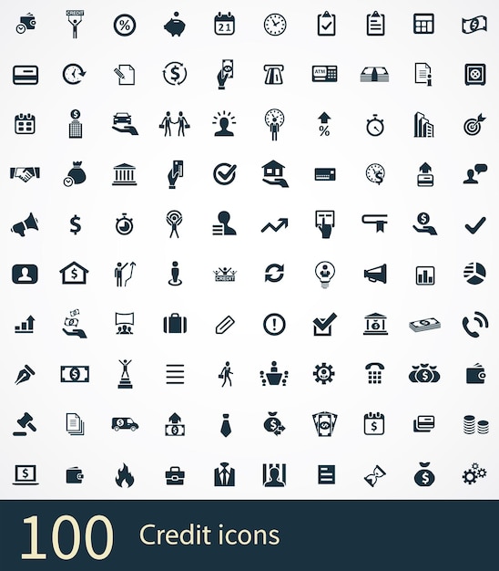Conjunto universal de 100 íconos de crédito