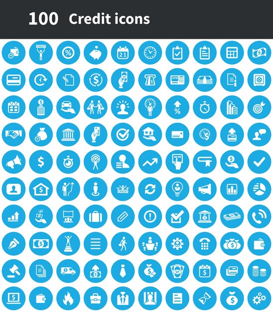 Conjunto universal de 100 íconos de crédito