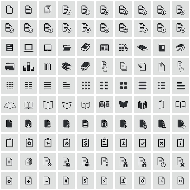Conjunto universal de 100 íconos de documentos