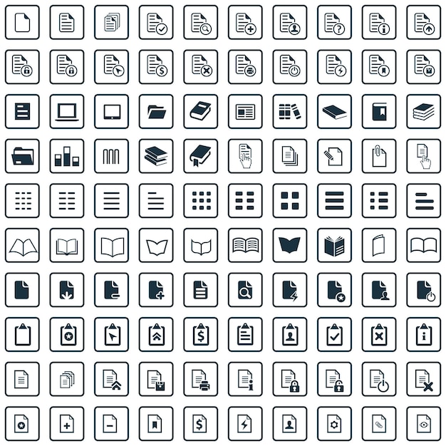 Conjunto universal de 100 íconos de documentos