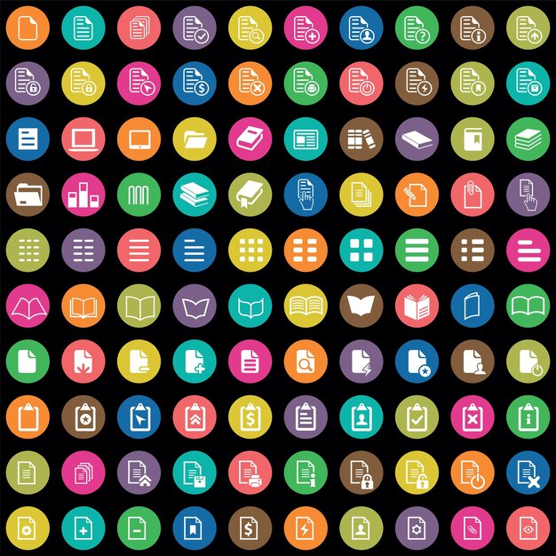 Conjunto universal de 100 íconos de documentos
